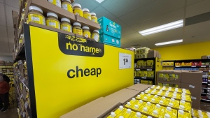 A look inside the new No Name grocery store that opened in Brockville, Ont. on Wednesday, Oct. 30, 2024.  "Customers can expect to save up to 20 per cent on their everyday grocery and household essentials,” Loblaw says. <a href="https://ottawa.ctvnews.ca/no-name-grocery-store-opens-in-brockville-ont-today-here-s-what-you-need-to-know-1.7090852">Full story here</a> (Dave Charbonneau/CTV News Ottawa)