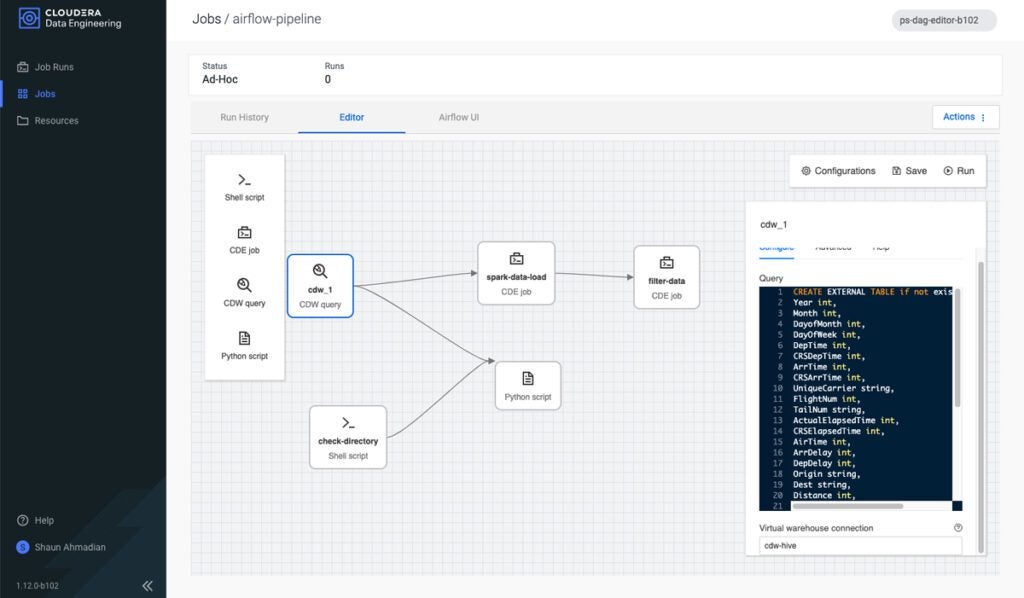 The Cloudera Data Engineering UI.