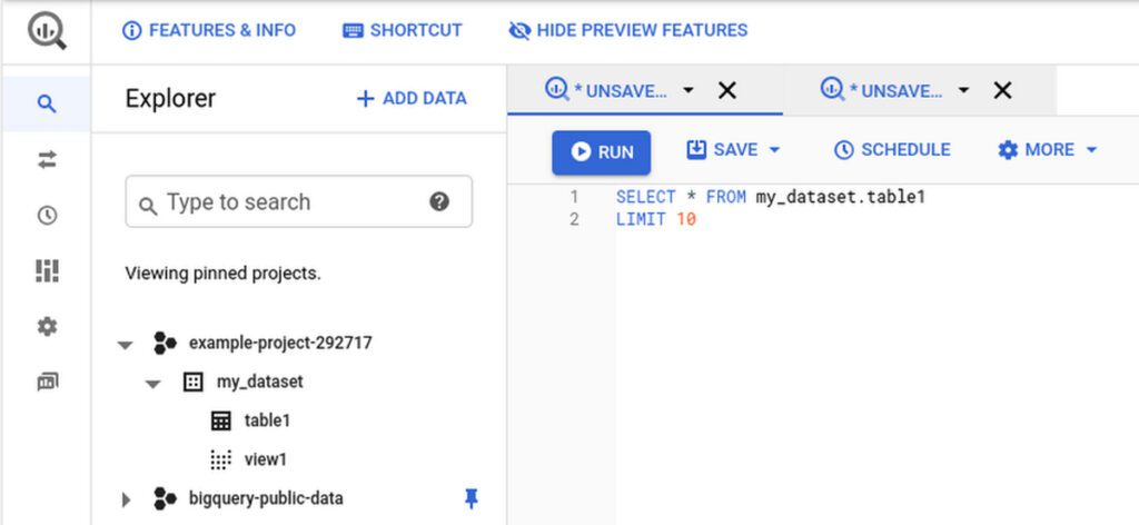 The BigQuery UI.