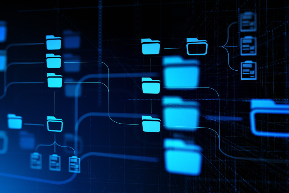 Immersive futuristic document management system interface