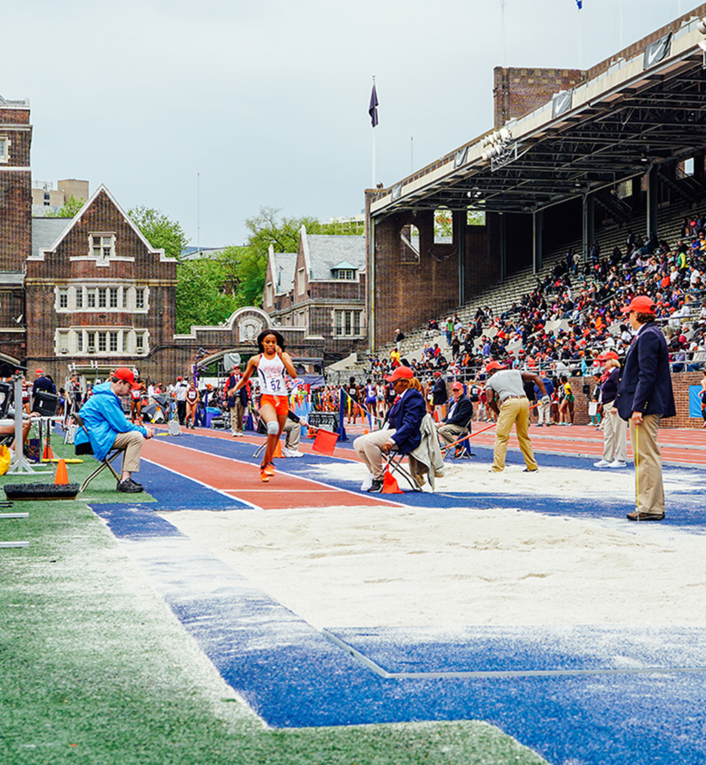 Long jump athlete in Philadelphia.