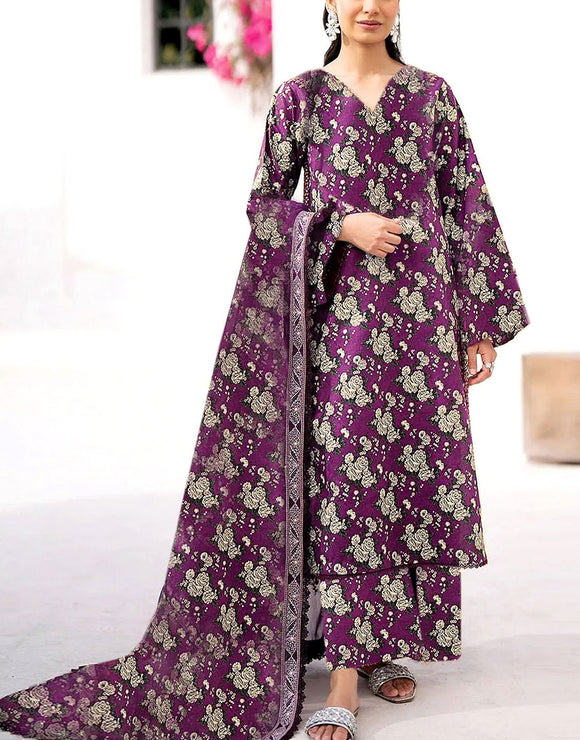 All-Over Digital Print Dhanak Dress with Dhanak Shawl (DZ17589)