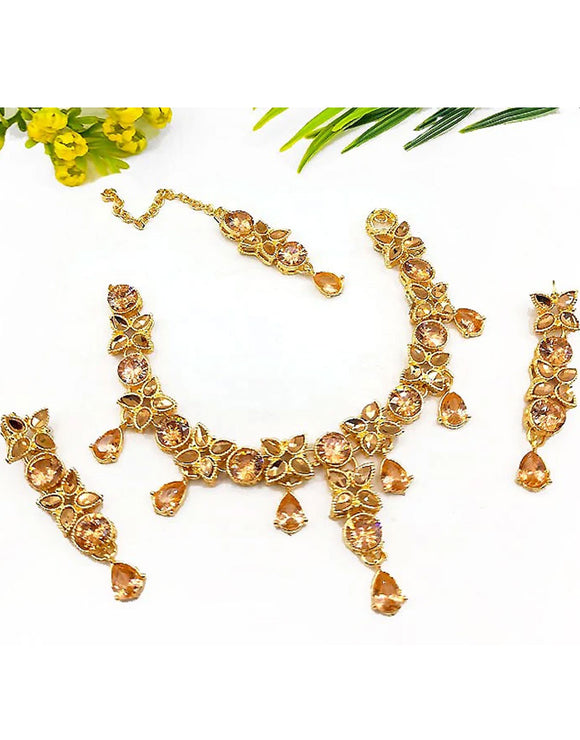 Party Wear Jewelry Set with Earrings & Tikka (DZ14799)