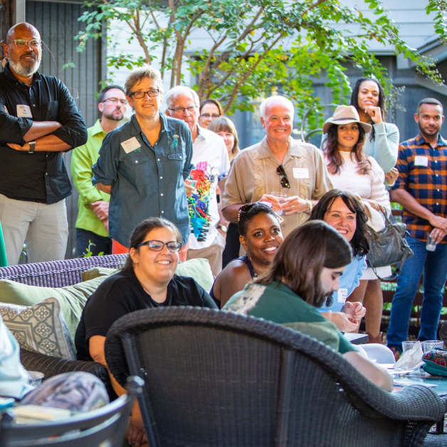 Group of people listening intently