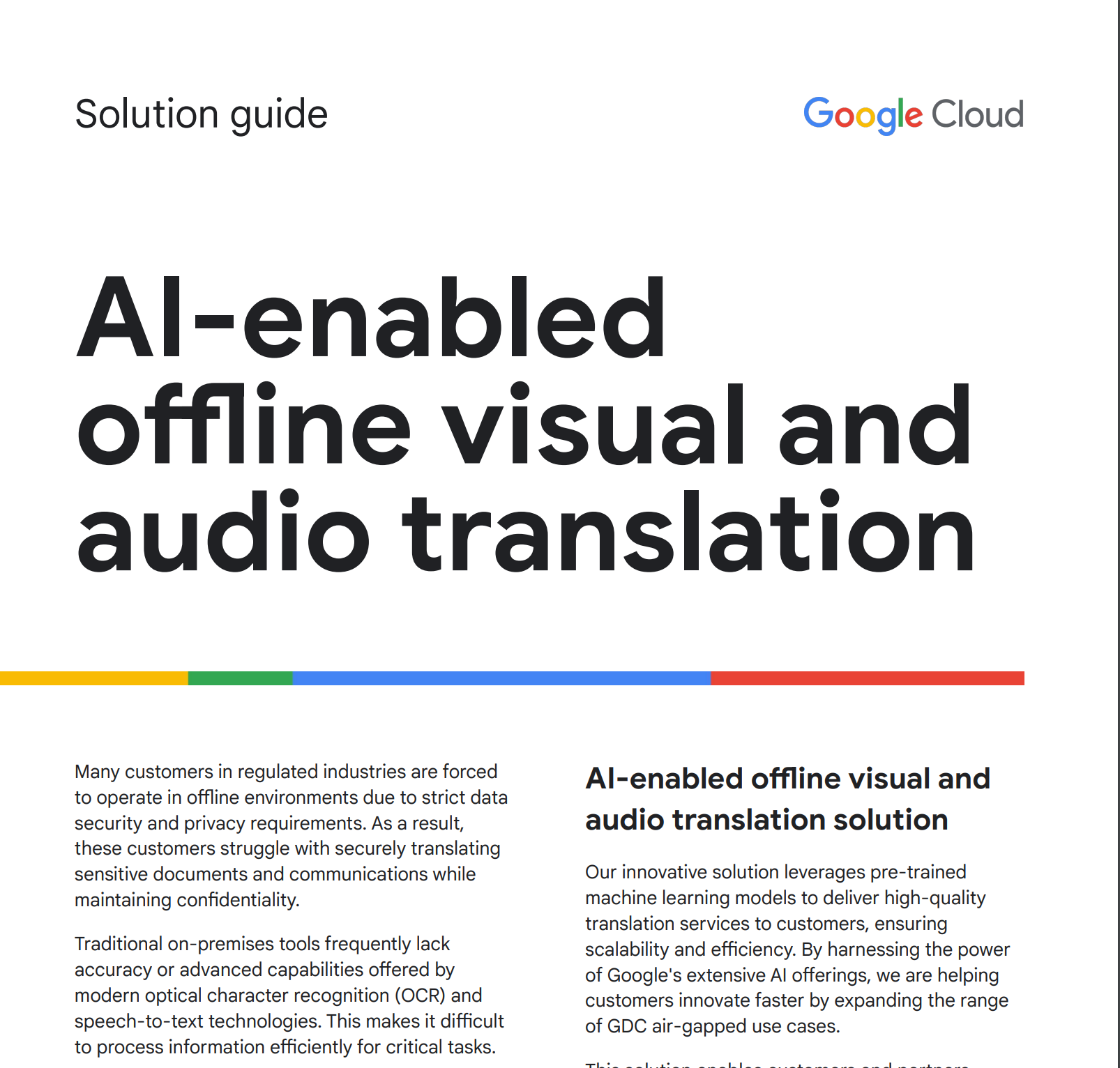 Solution guide for AI-enabled offline visual and audio translation