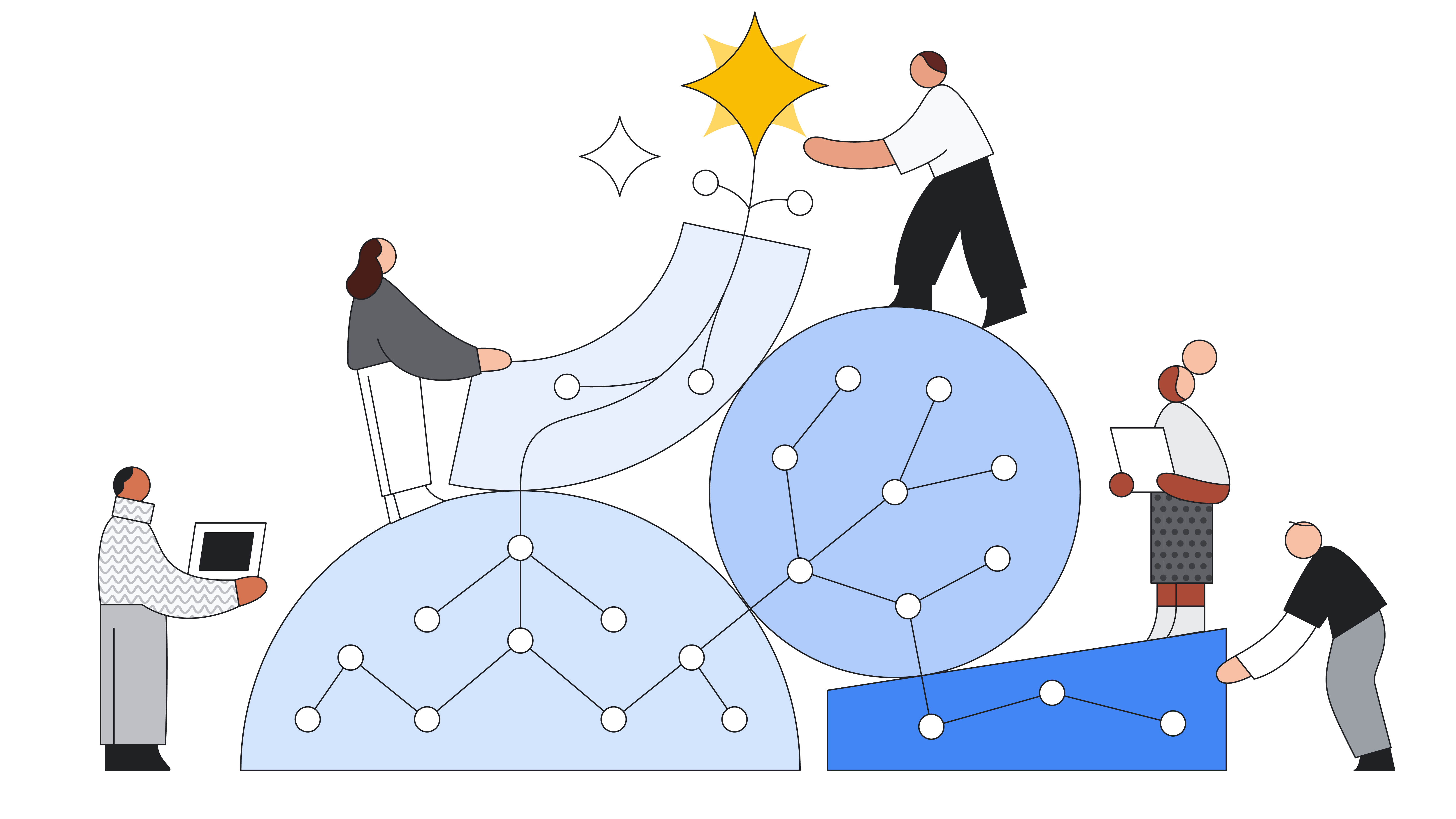 Illustration of people upskilling