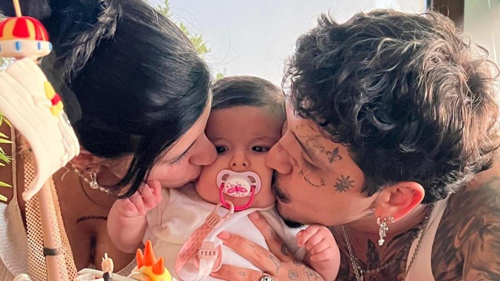 Christian Nodal and Cazzu’s daughter Inti meets the ocean for the first time