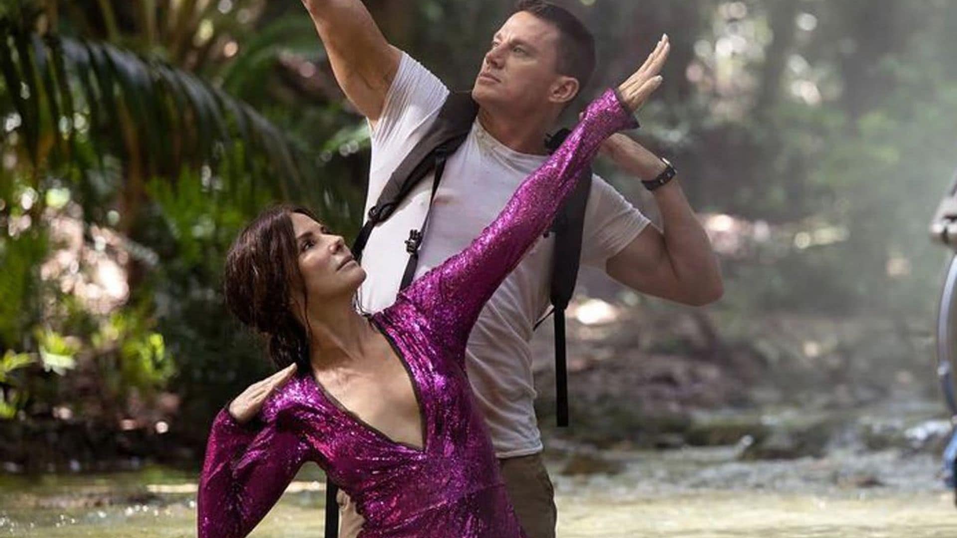 Channing Tatum and Sandra Bullock strike a pose in the jungle on set of ‘The Lost City of D’