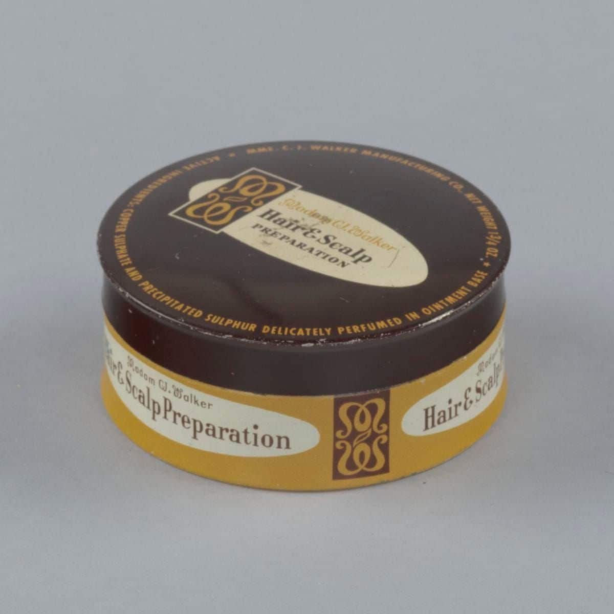 Tin For Madame C.J. Walkers Hair And Scalp Preparation,