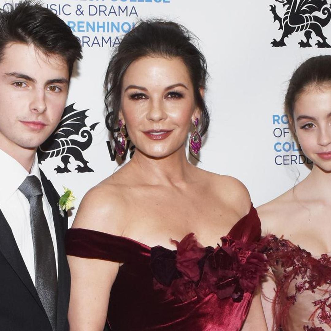 Catherine Zeta-Jones’ son Dylan entertains sister Carys with hilarious ‘pocket chair’ trick