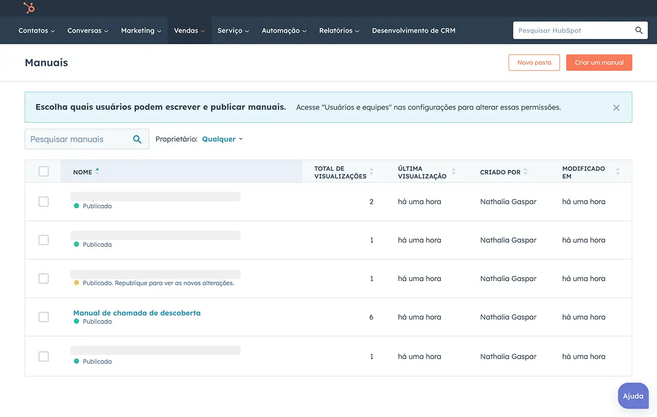 crie listas de playbooks de vendas - captura de tela do software de vendas da HubSpot