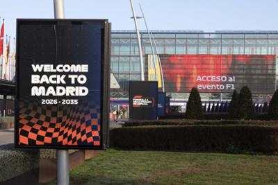 Cartel F1 en la entrada principal de IFEMA MADRID