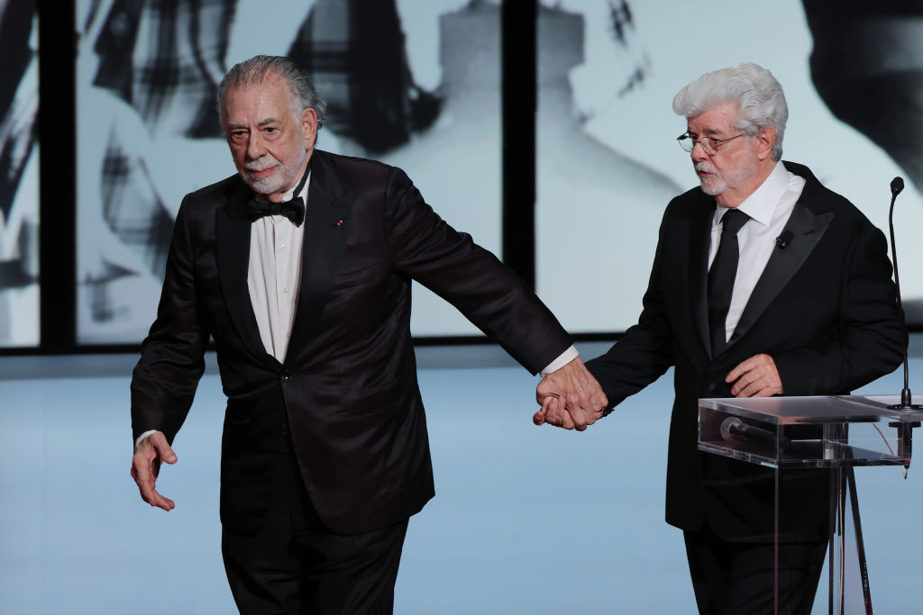 Francis Ford Coppola and George Lucas at the Closing Ceremony at the 77th annual Cannes Film Festival in 2024