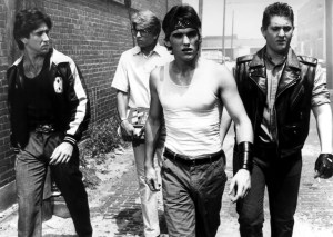 RUMBLE FISH, from left, Nicolas Cage, Vincent Spano, Matt Dillon, Christopher Penn, 1983, ©Universal/courtesy Everett Collection