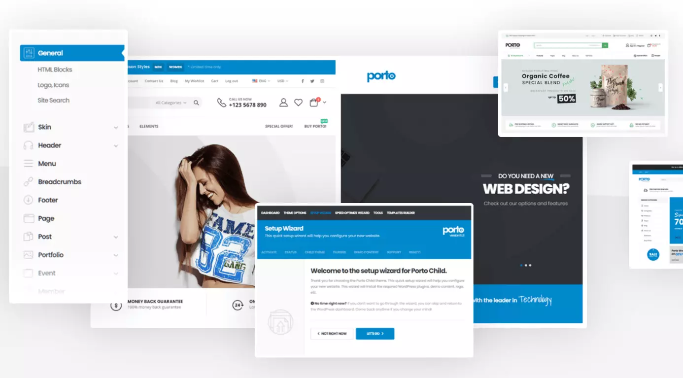 Homepage del tema WooCommerce Porto