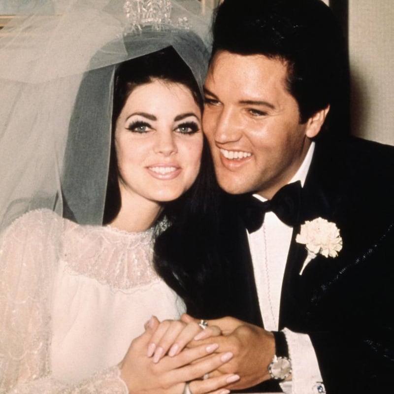 Elvis and Priscilla on their wedding day in Las Vegas (1967). Photograph: Bettmann