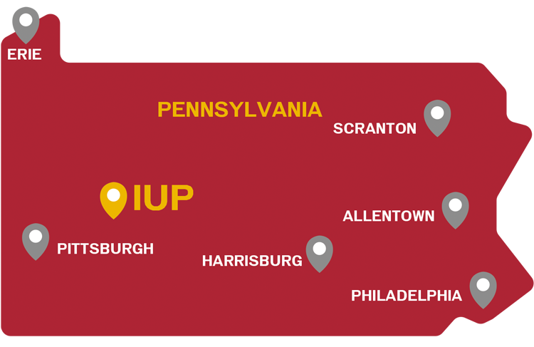 red illustrated map of Pennsylvania and surrounding states