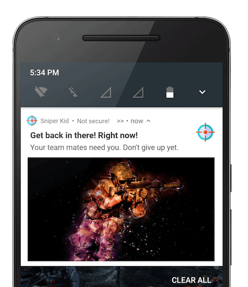 Sniper Kid - real time push notification