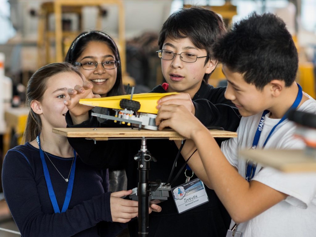 Students working on a robotic project