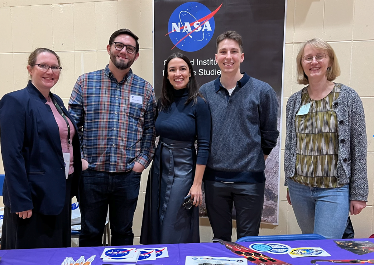 Four GISS postdoctoral and staff scientists meet with Representative Alexandra Ocasio-Cortez.