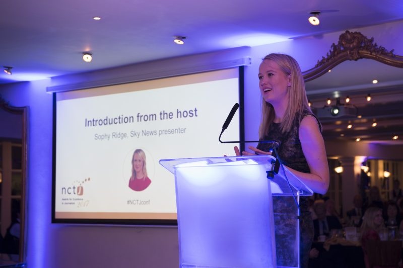 Sophy Ridge speaking at the NCTJ Awards for Excellence 2017