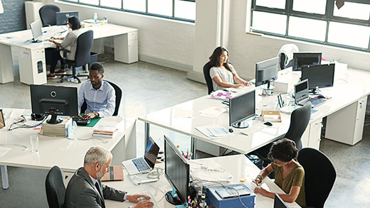 People at the open space office