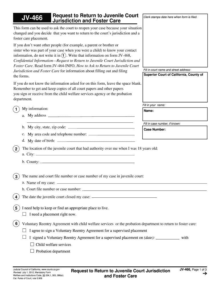 jv 466 2012 form Preview on Page 1