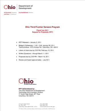 Ohio Third Frontier Sensors Program RFP (pdf) - Ohio Development - development ohio