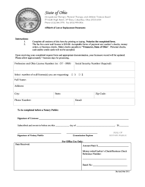 Affidavit of lostreplacement doc Mar 2011