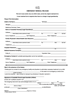 Emergency Medical Release Form - Pinellas County Health