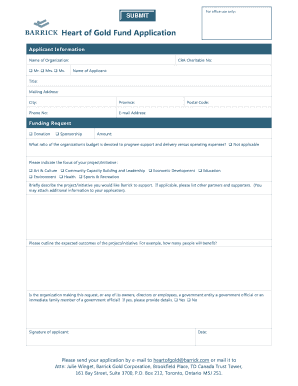 Heart of Gold Application Form - Barrick Gold Corporation