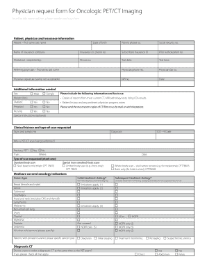 Physician request form for Oncologic PET CT Imaging