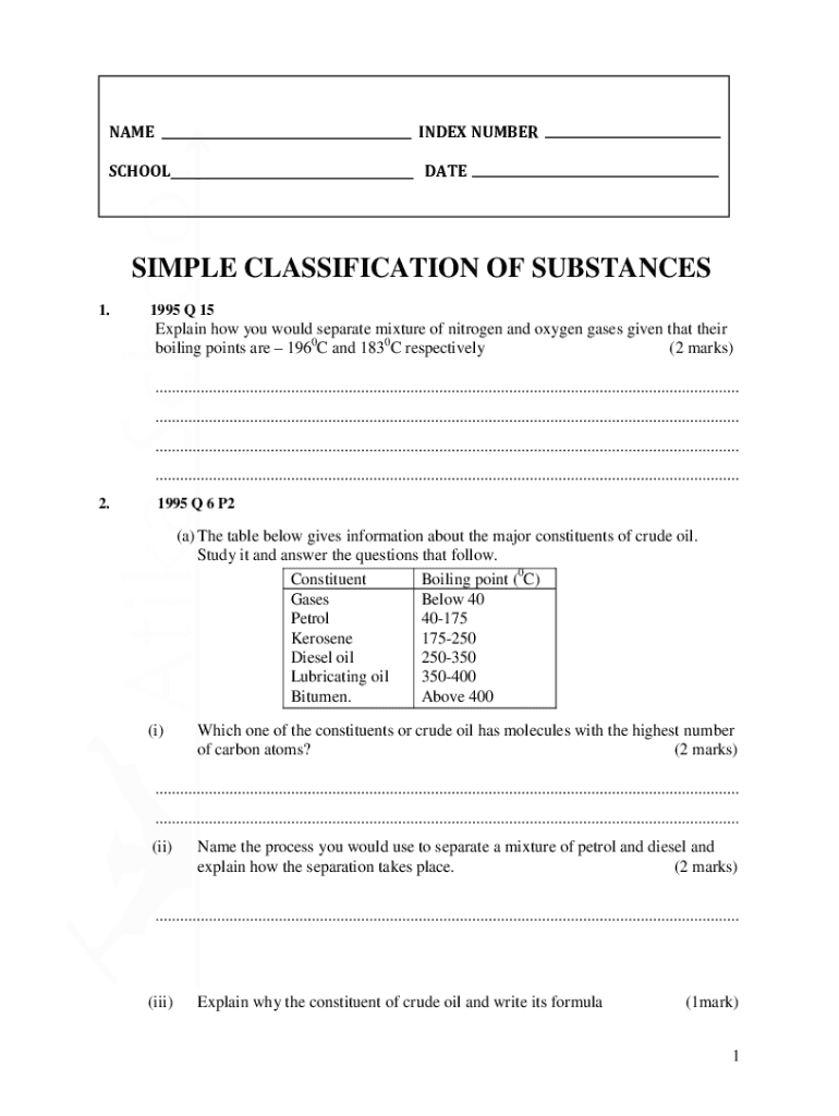 chemistry form one questions and answers pdf Preview on Page 1