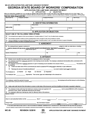 APPLICATION FOR LUMP SUM ADVANCE PAYMENT WC-025