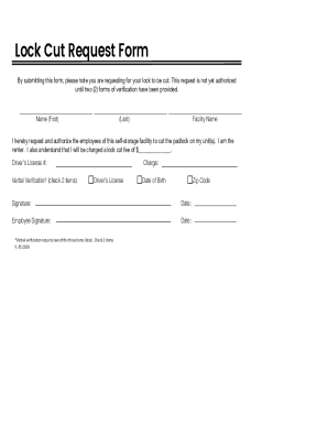 Cut Lock Authorization Form - Ideal Self Storage