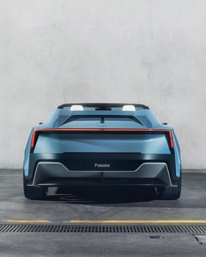 Back of Polestar 6 LA Concept edition against grey wall