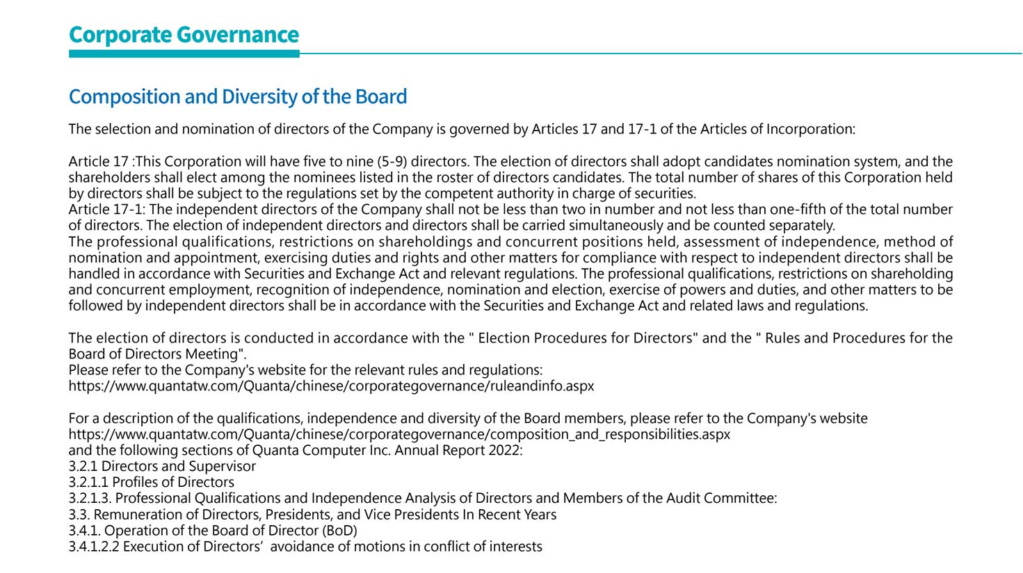 Corporate governance organizational structure