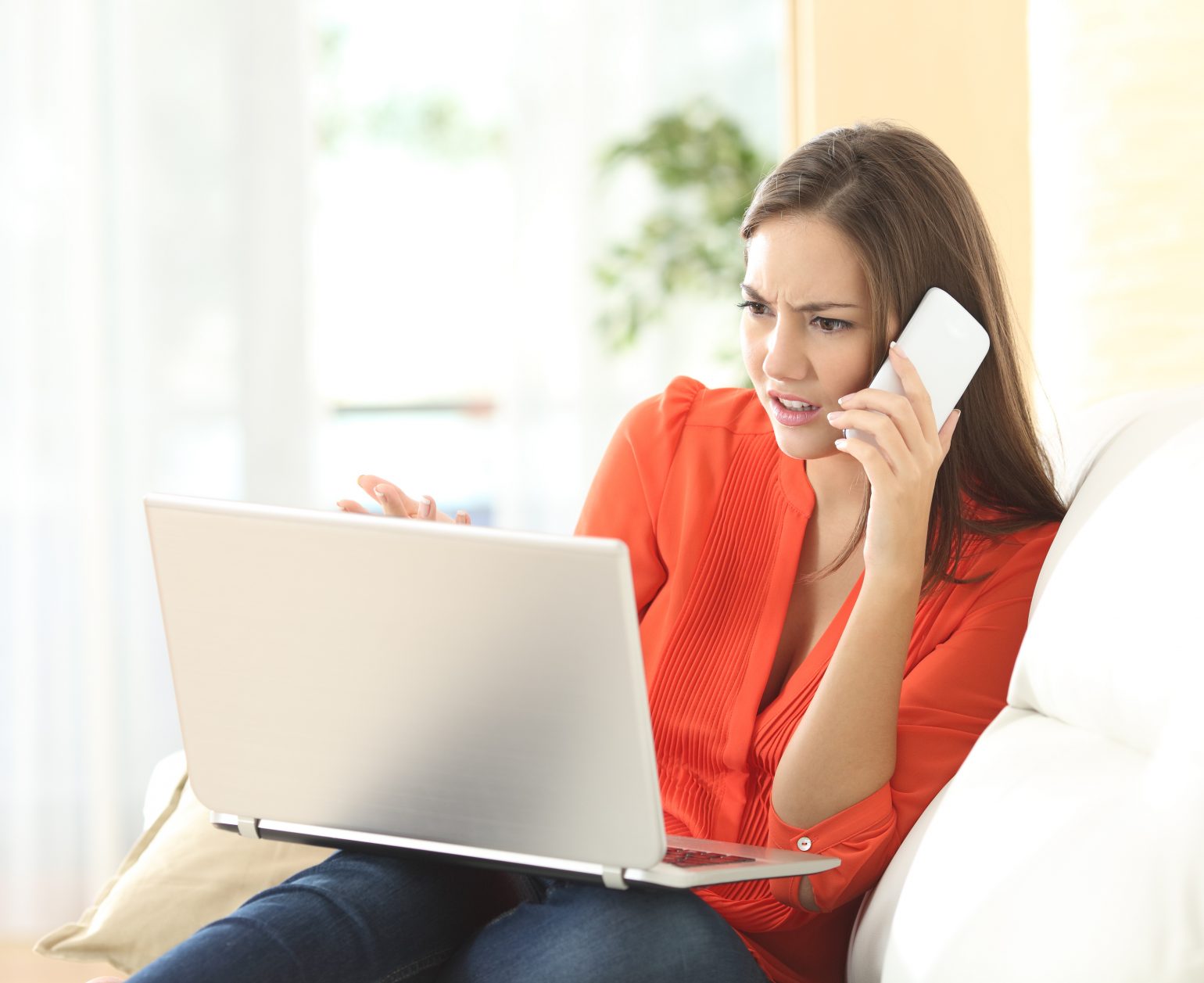 angry woman with a laptop