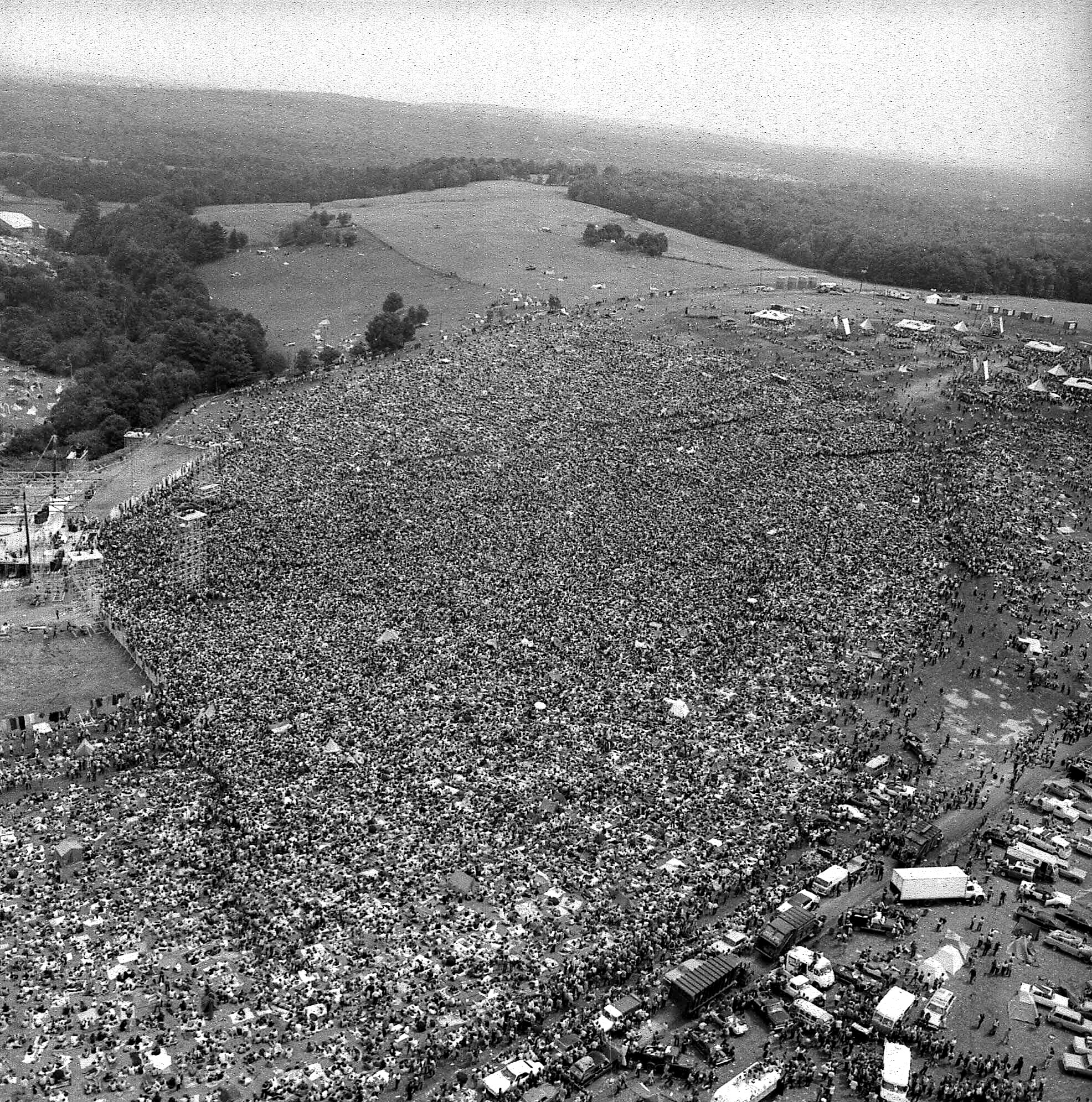 More than 400,000 people attended the Woodstock Music and Arts Festival in Bethel, N.Y., in mid-August 1969. Woodstock was staged 80 miles northwest of New York City on a bucolic hillside owned by dairy farmer Max Yasgur. (AP fil photo)