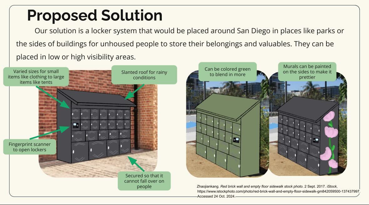 A team from La Jolla Country Day designed a locker system for homeless residents of San Diego as part of the World Design Policy conference in mid-Nov. (Danny Breise)