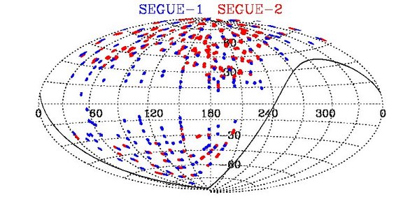 Fields of the SEGUE-1 and SEGUE-2 surveys