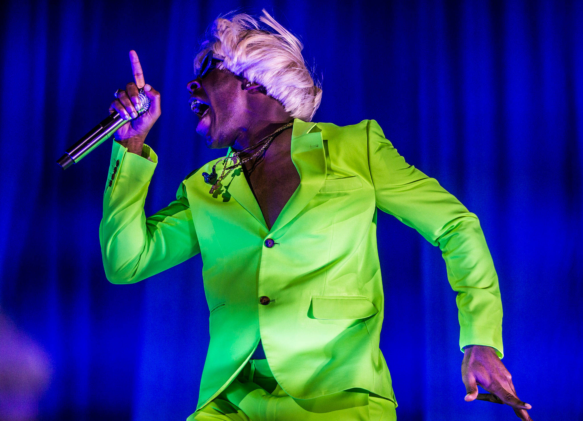 Tyler, The Creator performs during Bumbershoot Music & Arts Festival on Friday, Aug. 30, 2019 in Seattle, Wash. (Olivia Vanni / The Herald)