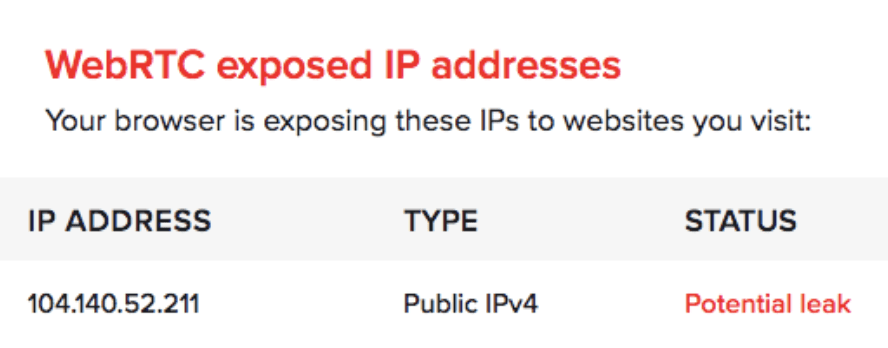 WebRTC Leak Test with NordVPN