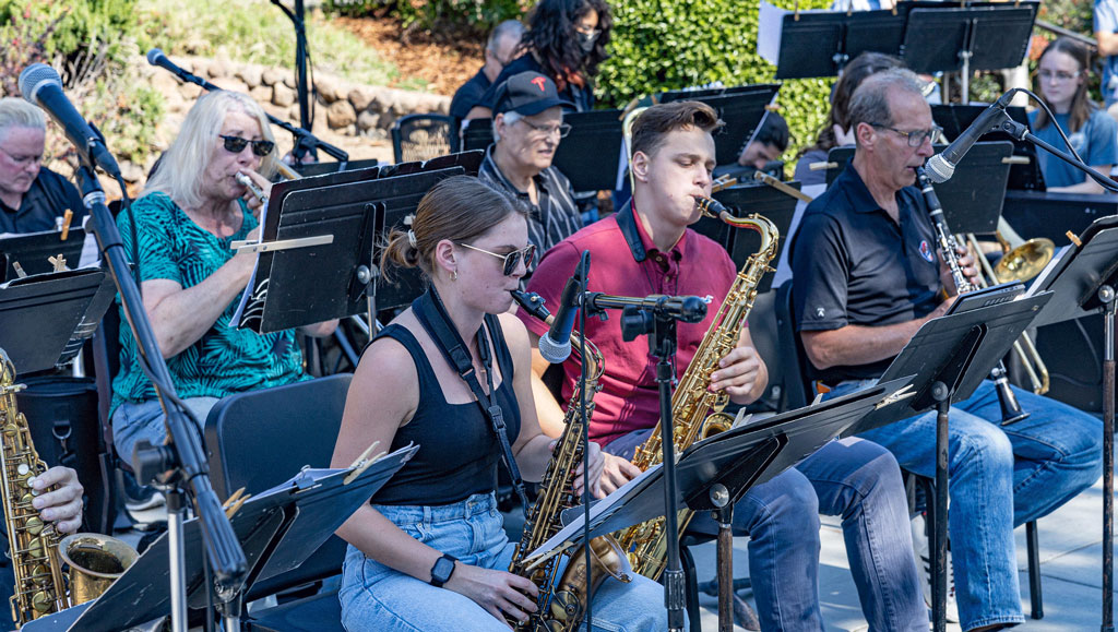 Student concert band performing on campus