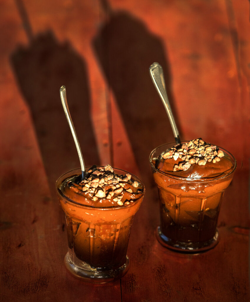 Cacao Avocado Pudding with cacao nibs from Kim Bourdet, creative director of Branch Line in Santa Rosa, on Thursday Feb. 4, 2022. (John Burgess/The Press Democrat)