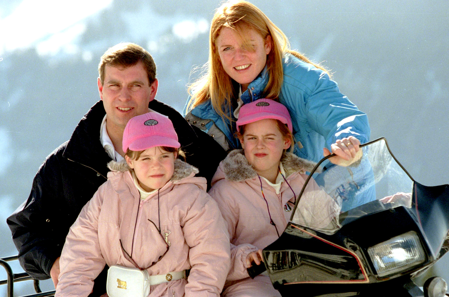 The Duke and Duchess of York and princesses Eugenie and Beatrice at the Swiss ski resort of Verbier in 1998