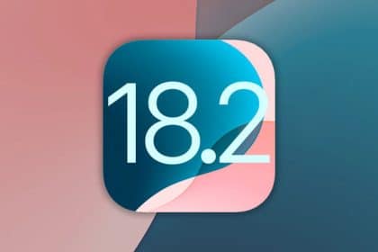 iOS 18.2 logo on a gradient background.