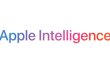 Apple Intelligence logo with gradient text.