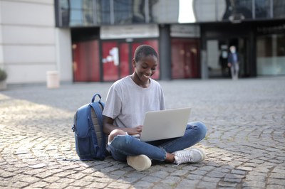 Girl reading content in the campus