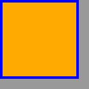 A square-cornered box with a light gray shadow the same shape                 as the box but 20px taller and wider and offset so that the                 top and left edges of the shadow are directly underneath the                 top and left edges of the box.